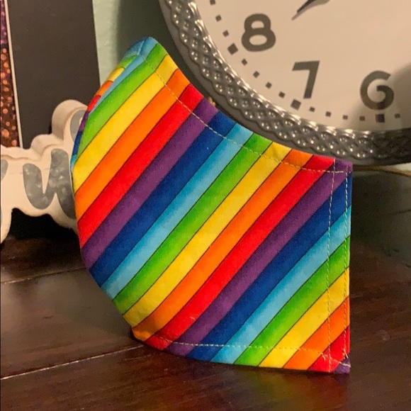 Rainbow stripes Adult Face Mask - Picture 3 of 4